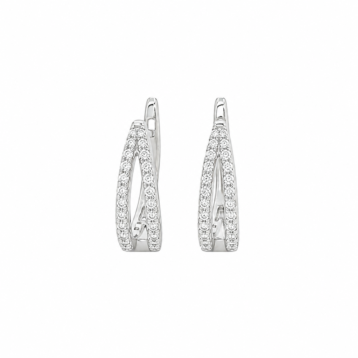Double Row Pave CZ White Gold Ear Cuff