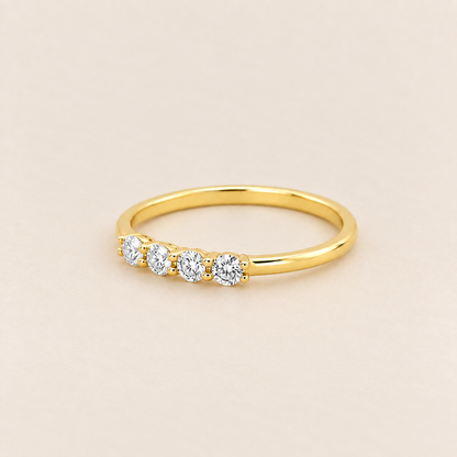 Dainty 4-Stone CZ Gold Band Ring