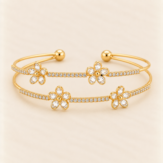 Double Row Gold Daisy Bracelet