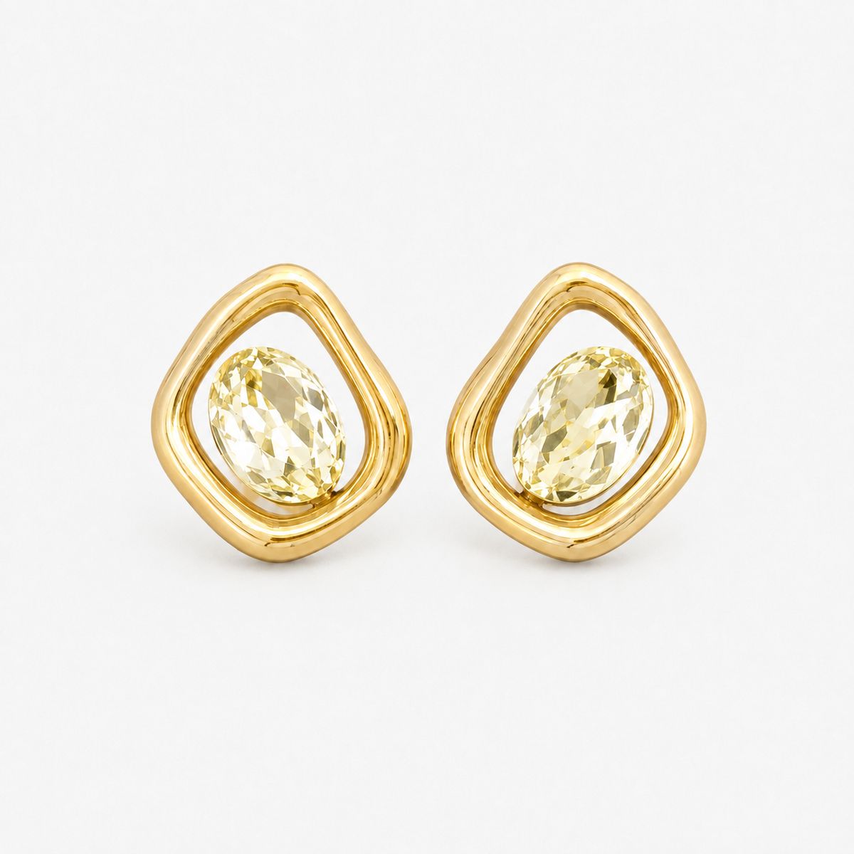 Golden Citrine Cushion Earrings