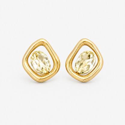 Golden Citrine Cushion Earrings