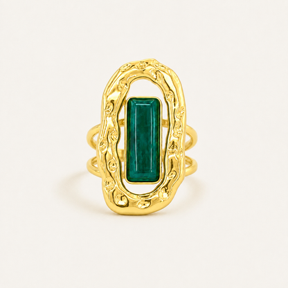 Textured Emerald Ring