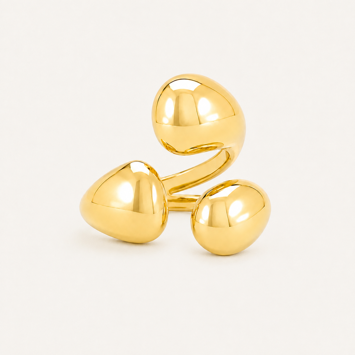 Gold Pebble Trio Ring