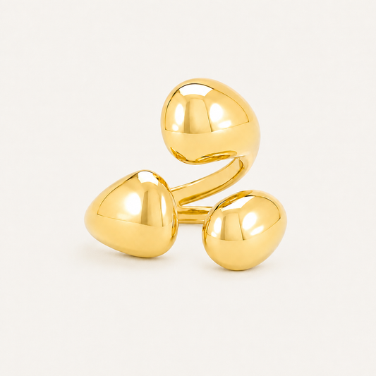 Gold Pebble Trio Ring
