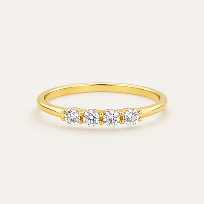 Dainty 4-Stone CZ Gold Band Ring