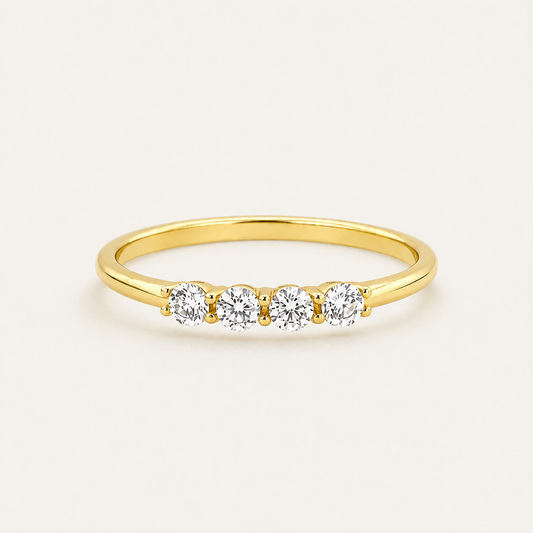 Dainty 4-Stone CZ Gold Band Ring