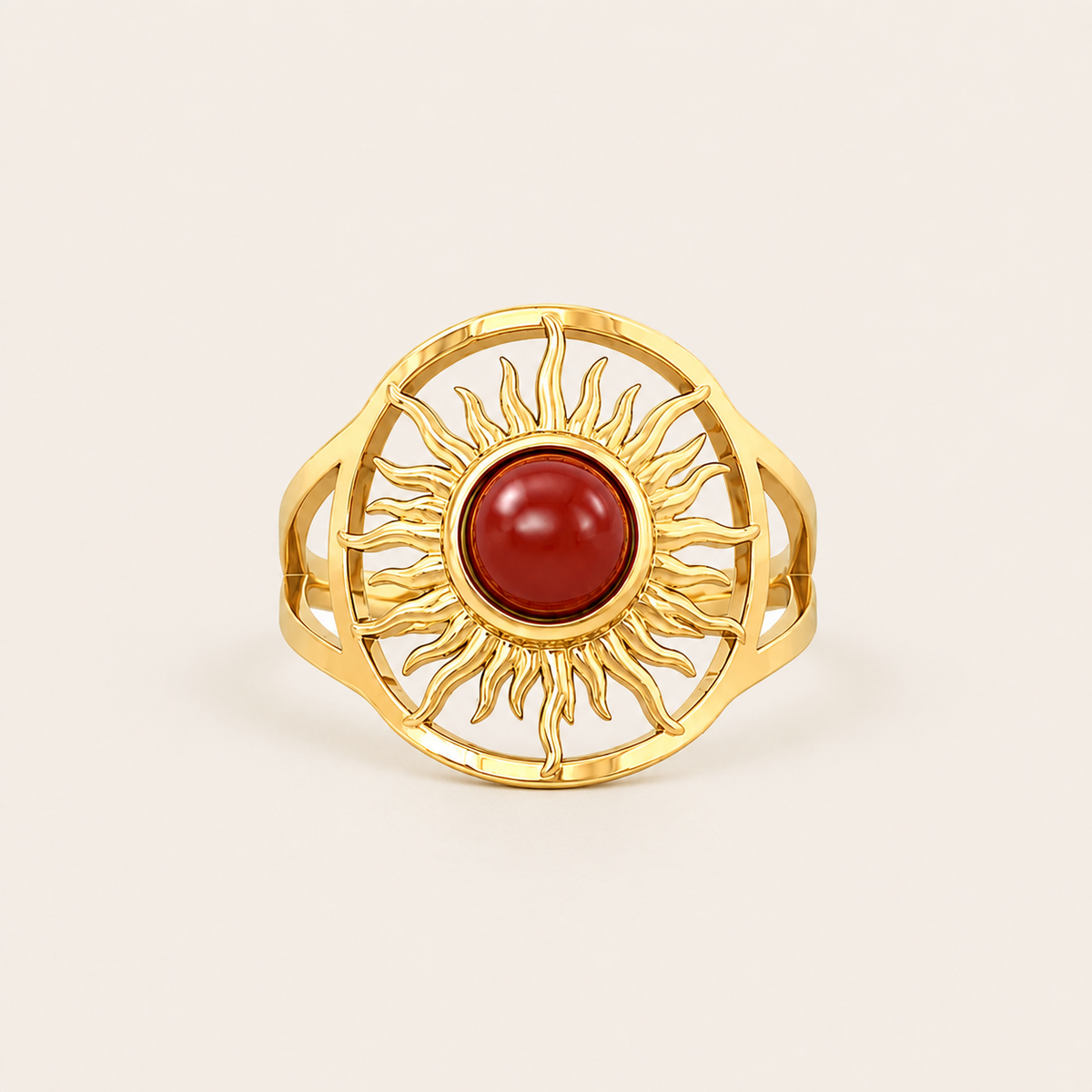 Sunburst Red Stone Ring