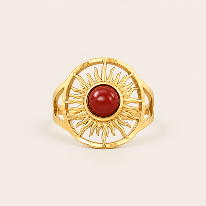 Sunburst Red Stone Ring