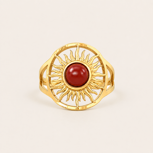 Sunburst Red Stone Ring