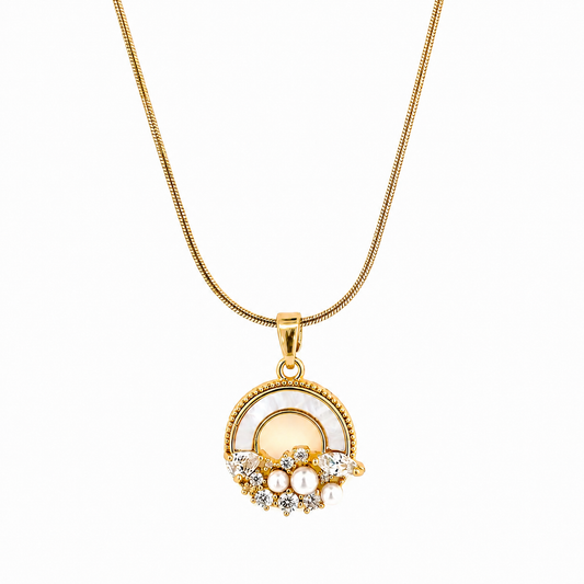 Crescent Pearl Cluster Necklace