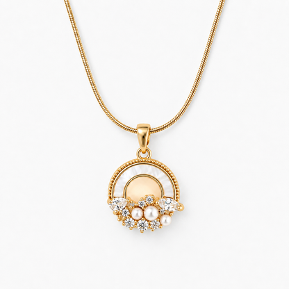 Crescent Pearl Cluster Necklace