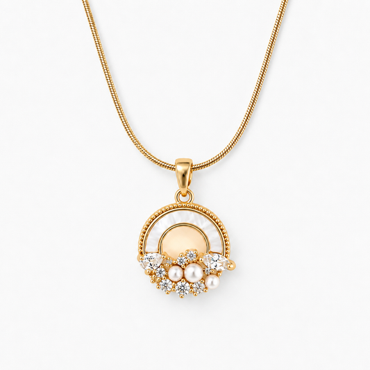 Crescent Pearl Cluster Necklace