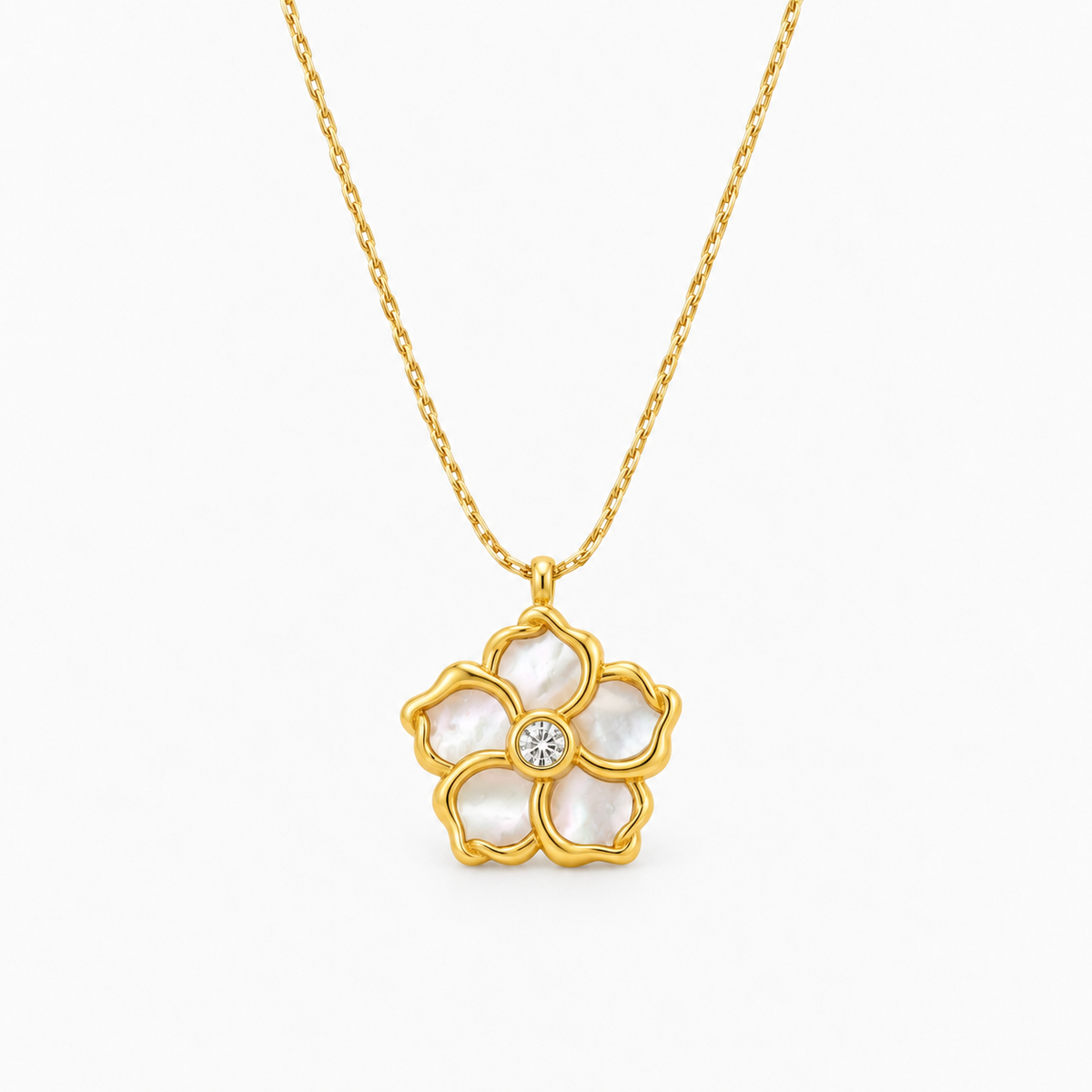White Blossom Flower Pendant Necklace