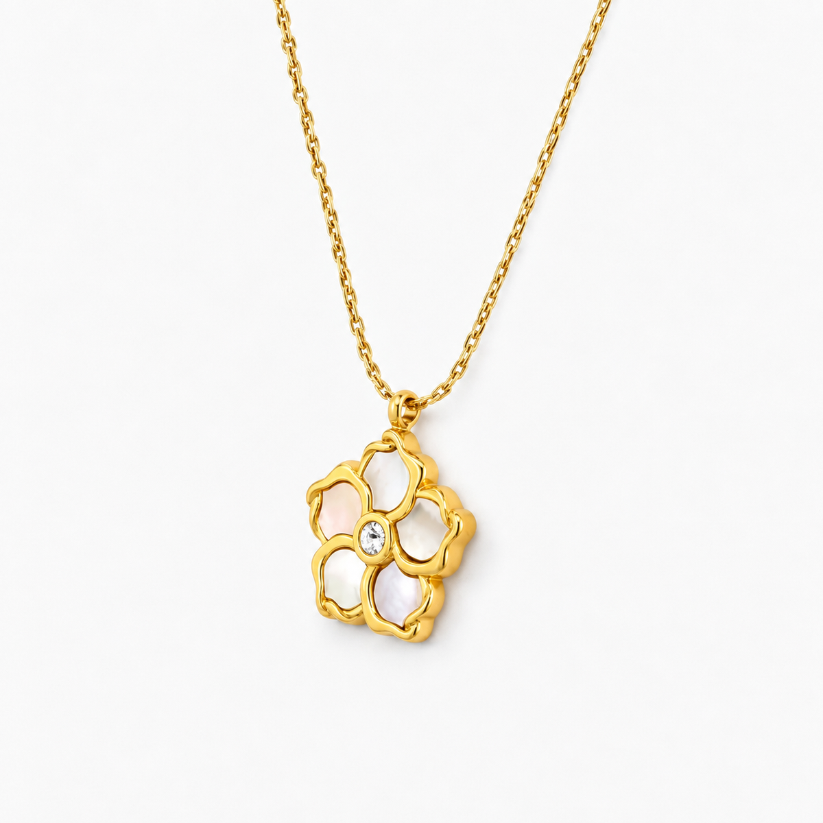 White Blossom Flower Pendant Necklace