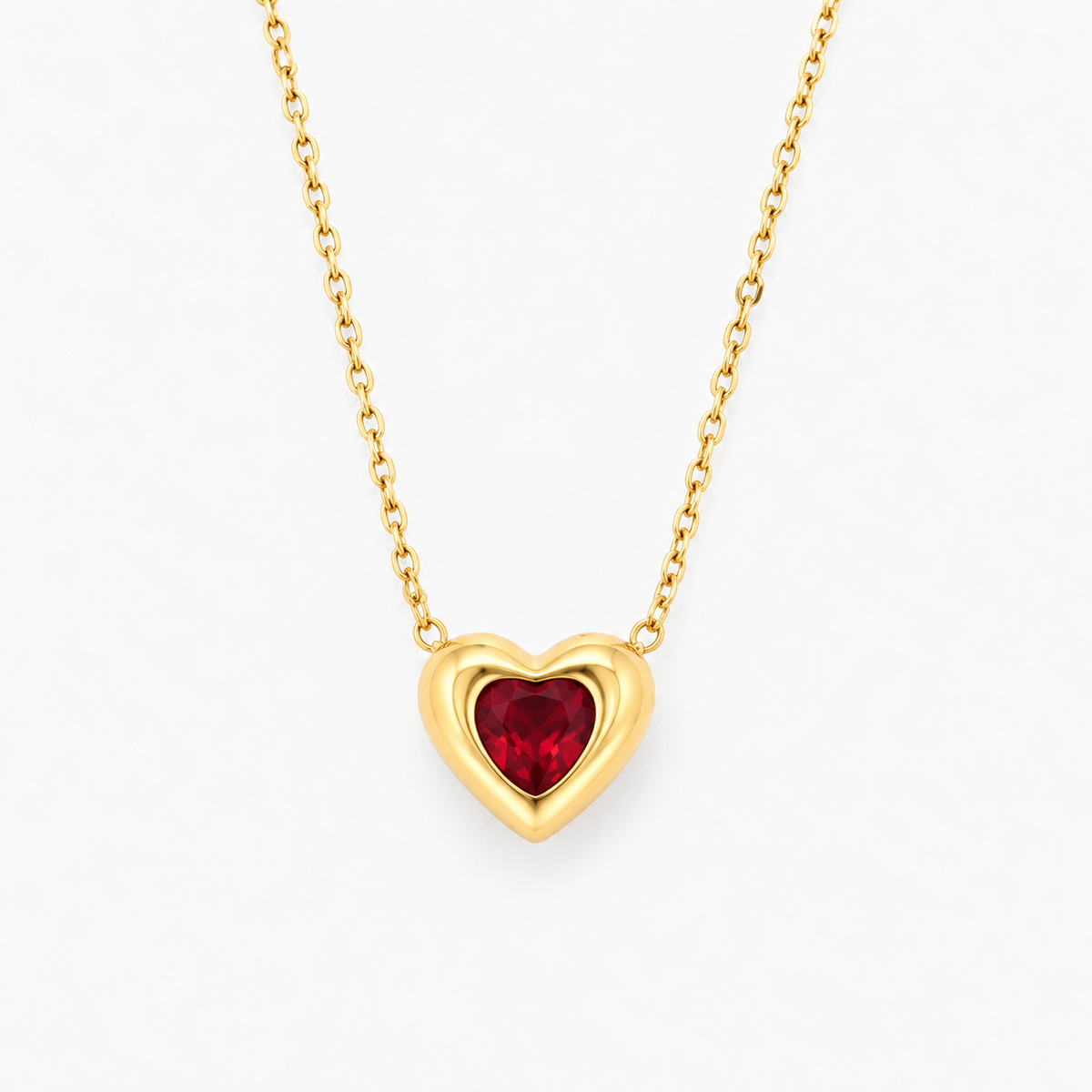 Ruby Heart Pendant Necklace