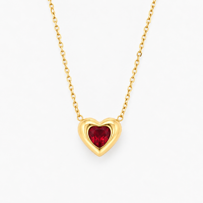 Ruby Heart Pendant Necklace