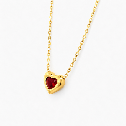 Ruby Heart Pendant Necklace