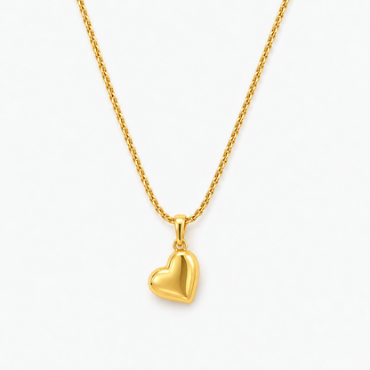 Gold Heart Charm Pendant Necklace