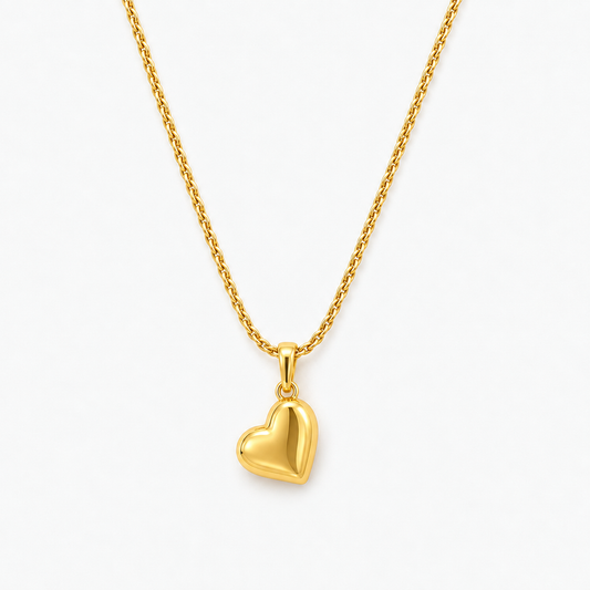 Gold Heart Charm Pendant Necklace