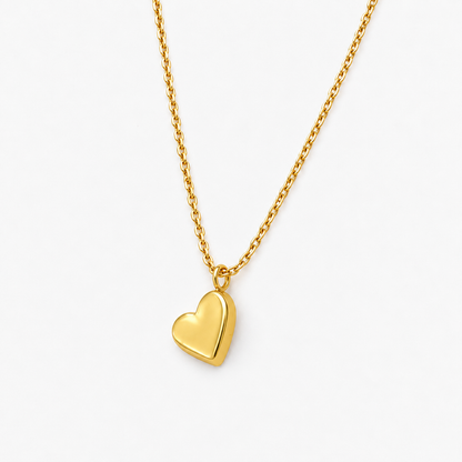 Gold Heart Charm Pendant Necklace