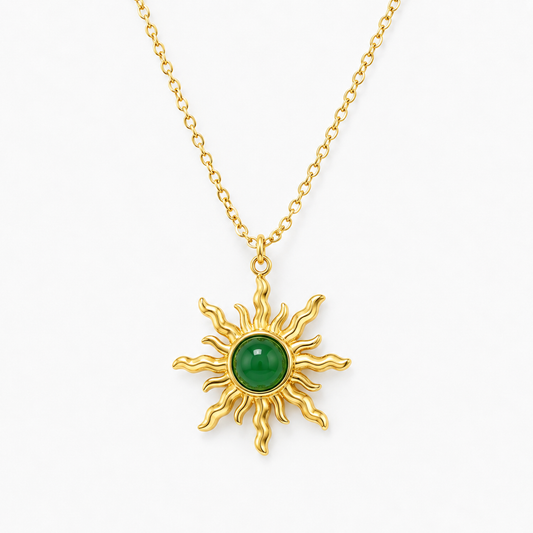 Emerald Sunburst Pendant Necklace