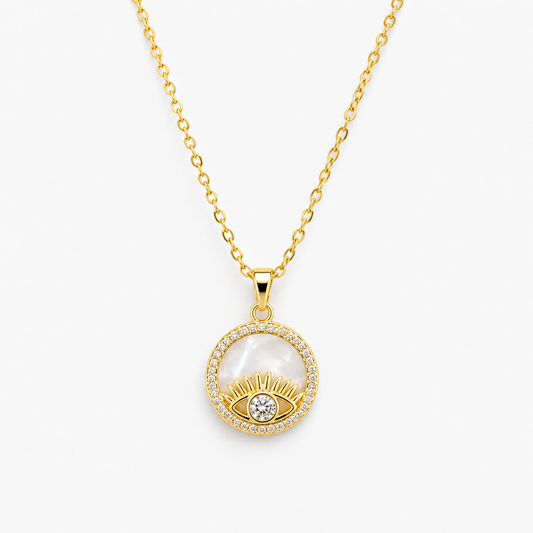 Evil Eye Mother of Pearl Pendant Necklace