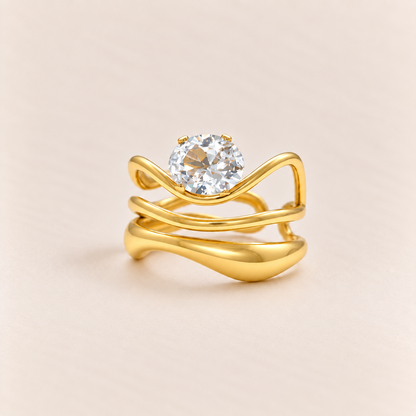 Triple Wave Oval Ring