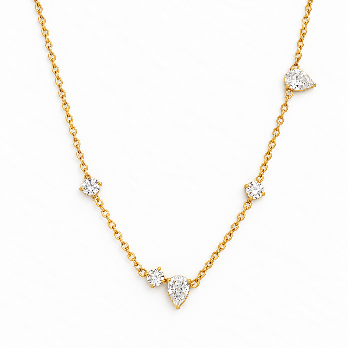 Pear and Round Crystal Necklace