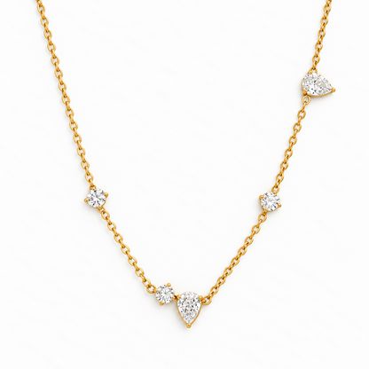 Pear and Round Crystal Necklace