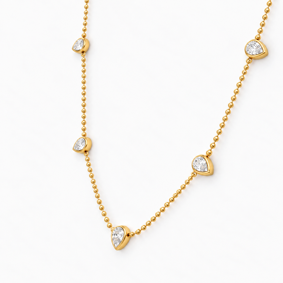 Pear CZ Droplet Necklace
