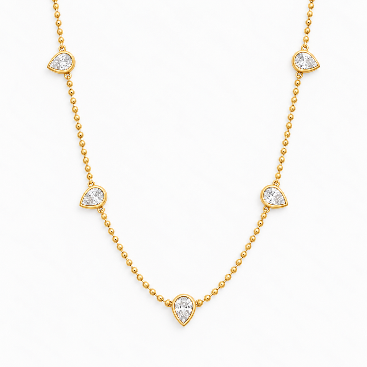 Pear CZ Droplet Necklace