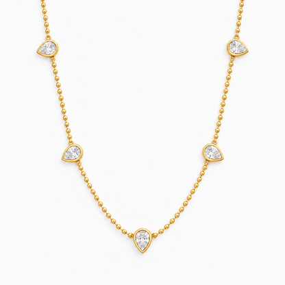 Pear CZ Droplet Necklace