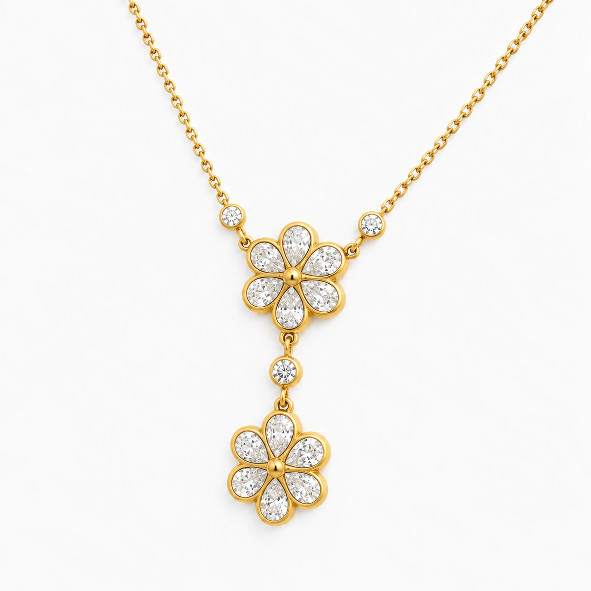 Double Daisy Crystal Necklace