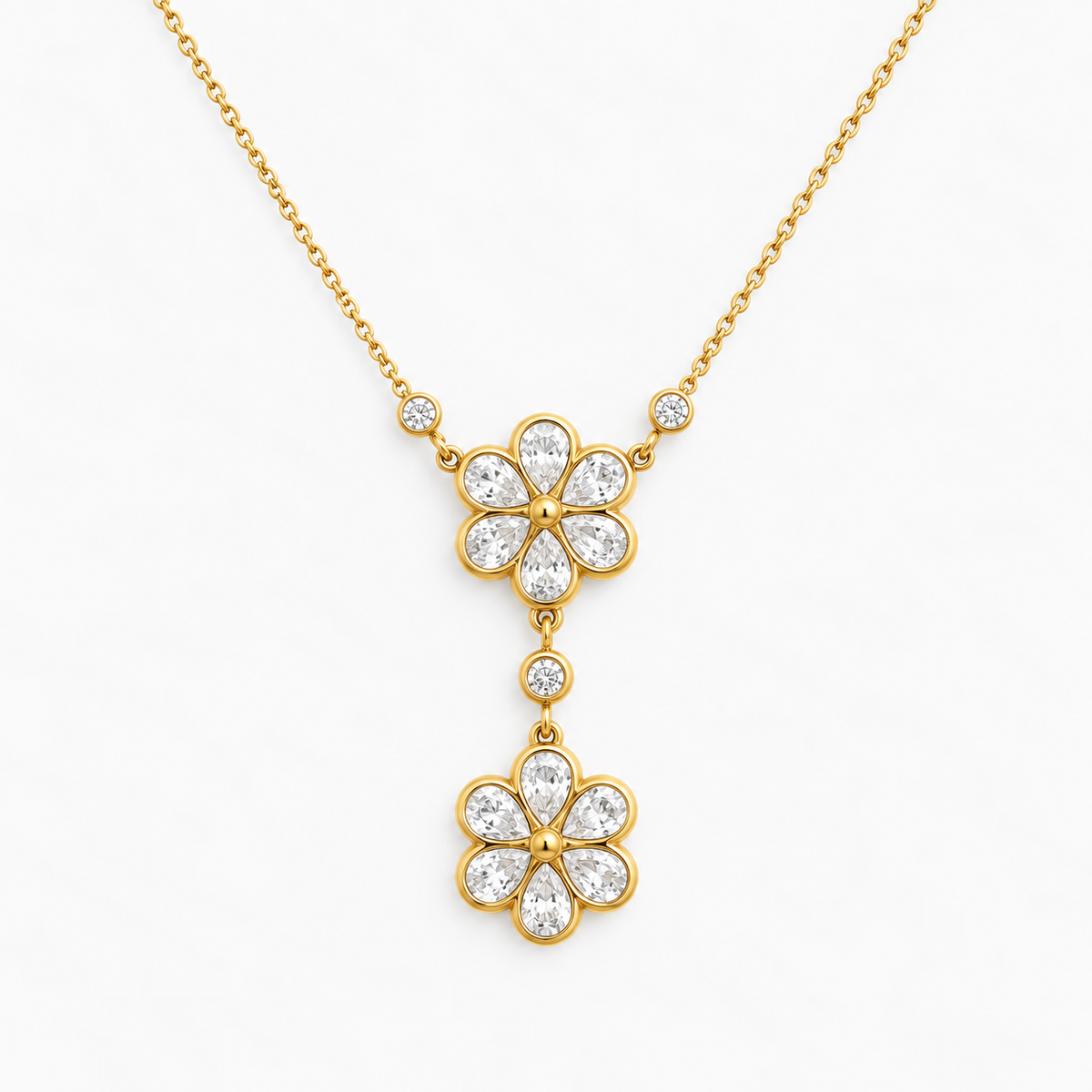 Double Daisy Crystal Necklace