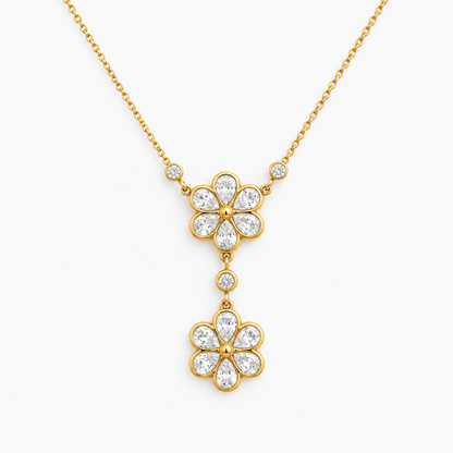 Double Daisy Crystal Necklace