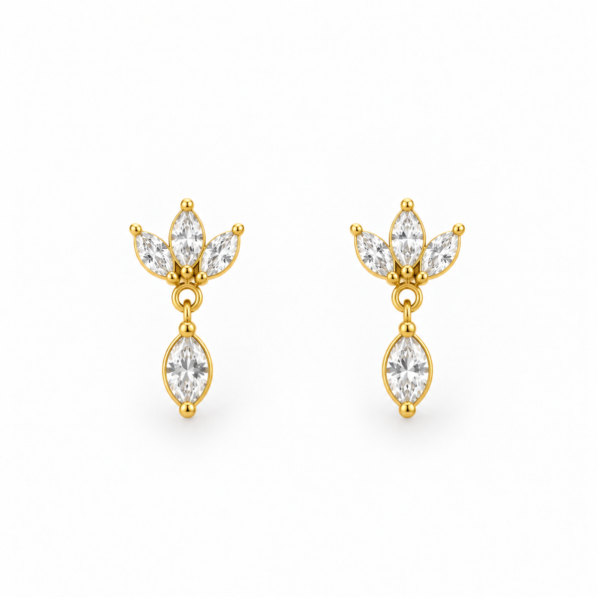 Marquise Leaf Drop Studs