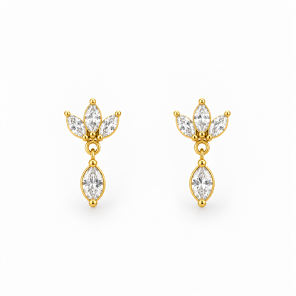 Marquise Leaf Drop Studs
