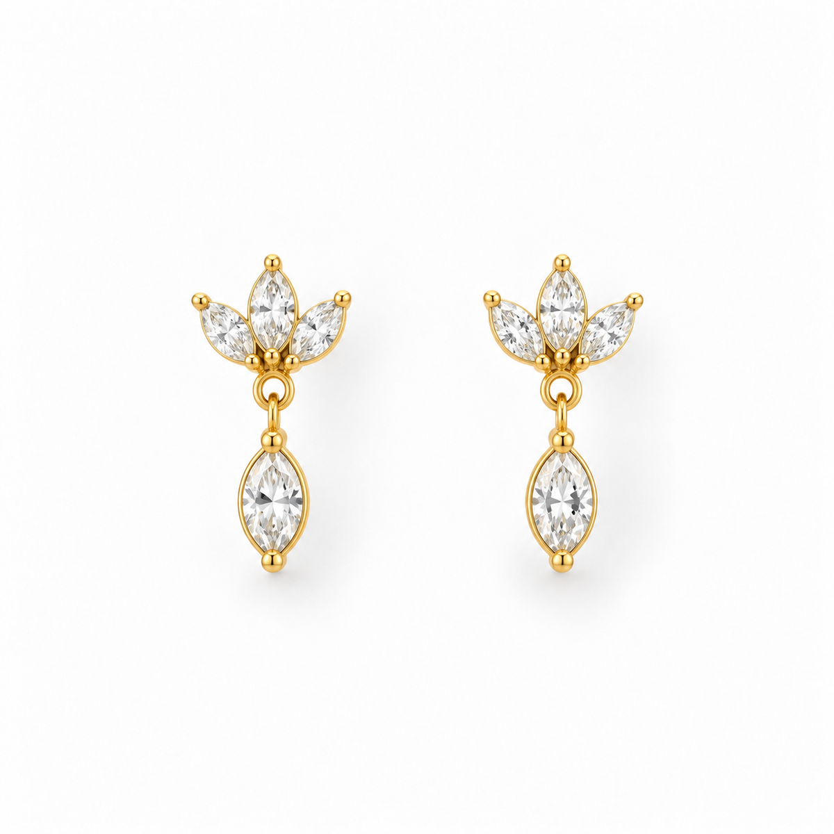 Marquise Leaf Drop Studs