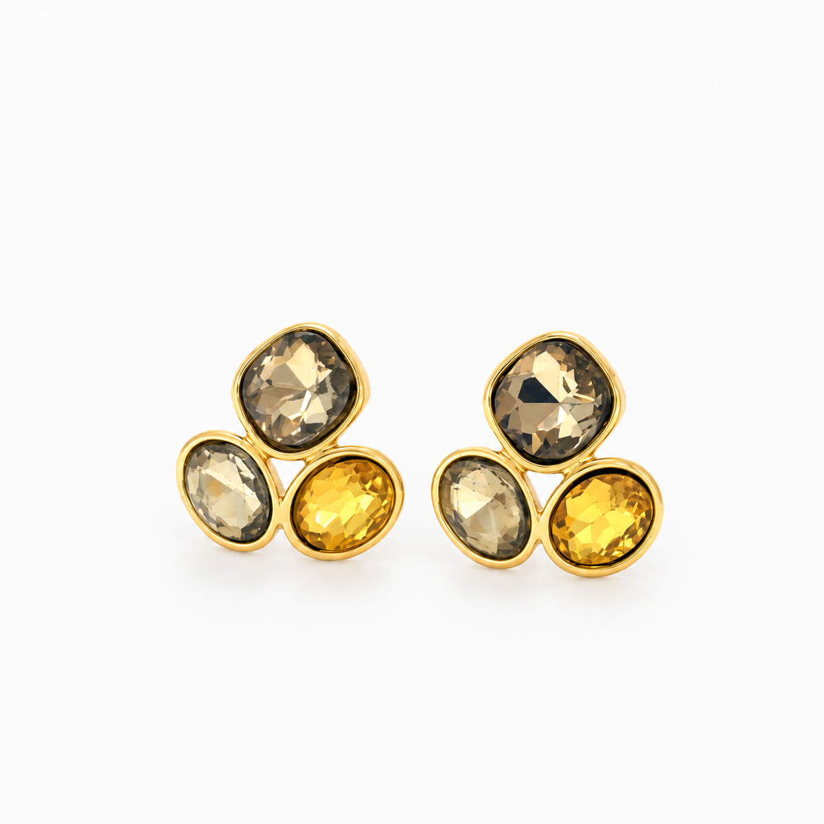 Tri-Stone Ombré Cluster Studs