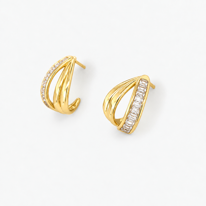 Golden Pavé Hoop Earrings