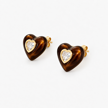 Mocha Heart Stud