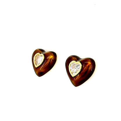 Mocha Heart Stud