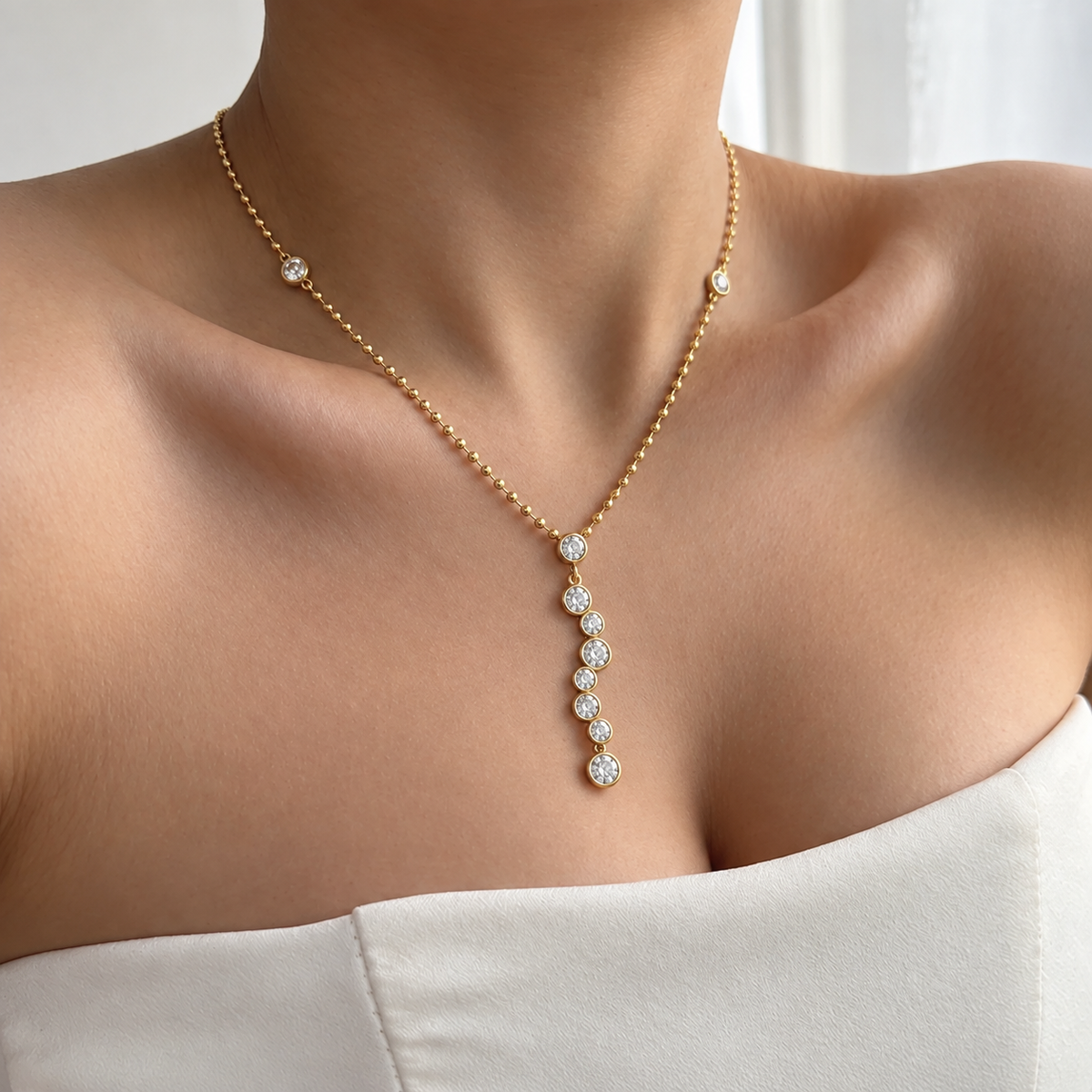 The Cascade Crystal Drop Necklace