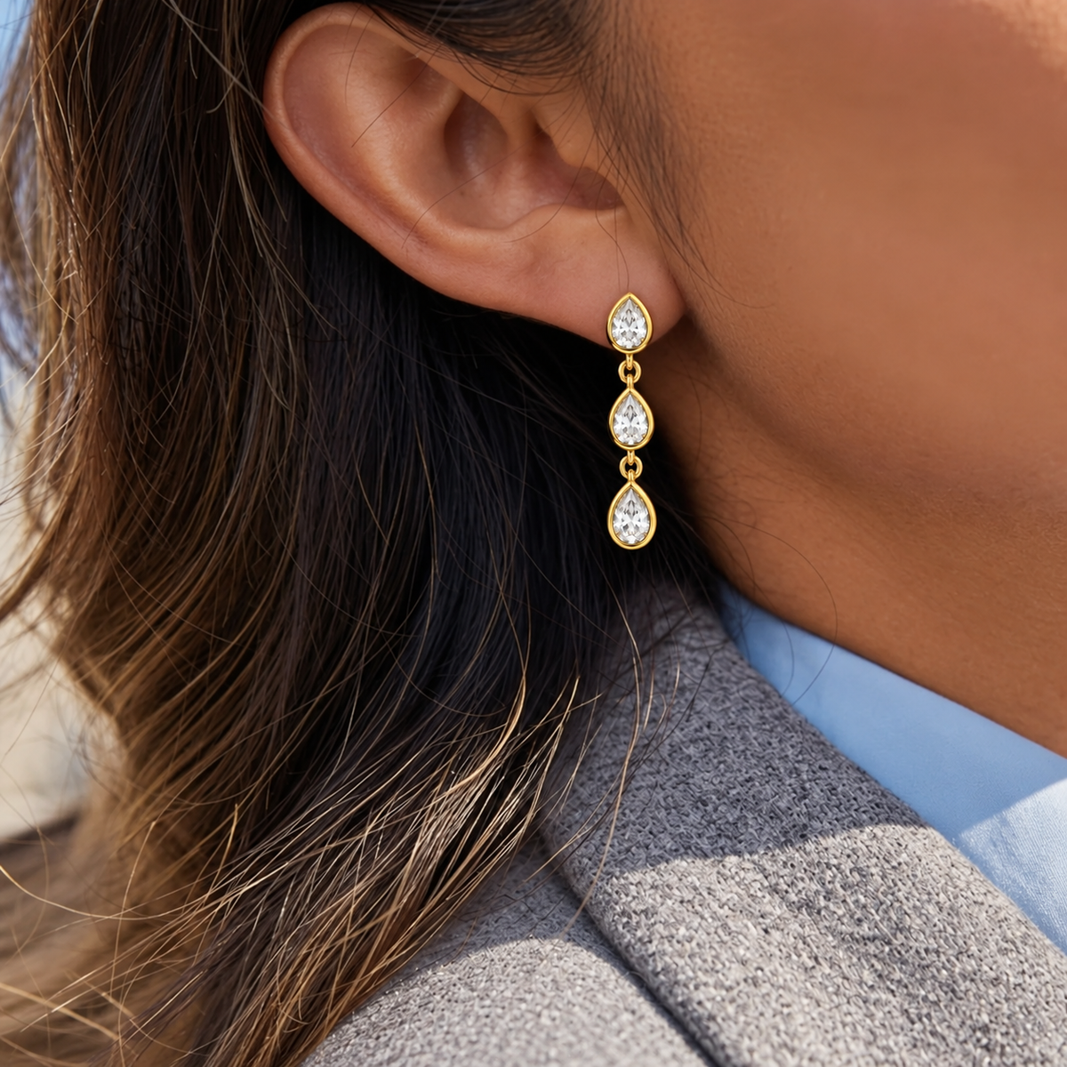 Triple Pear Drop Earrings
