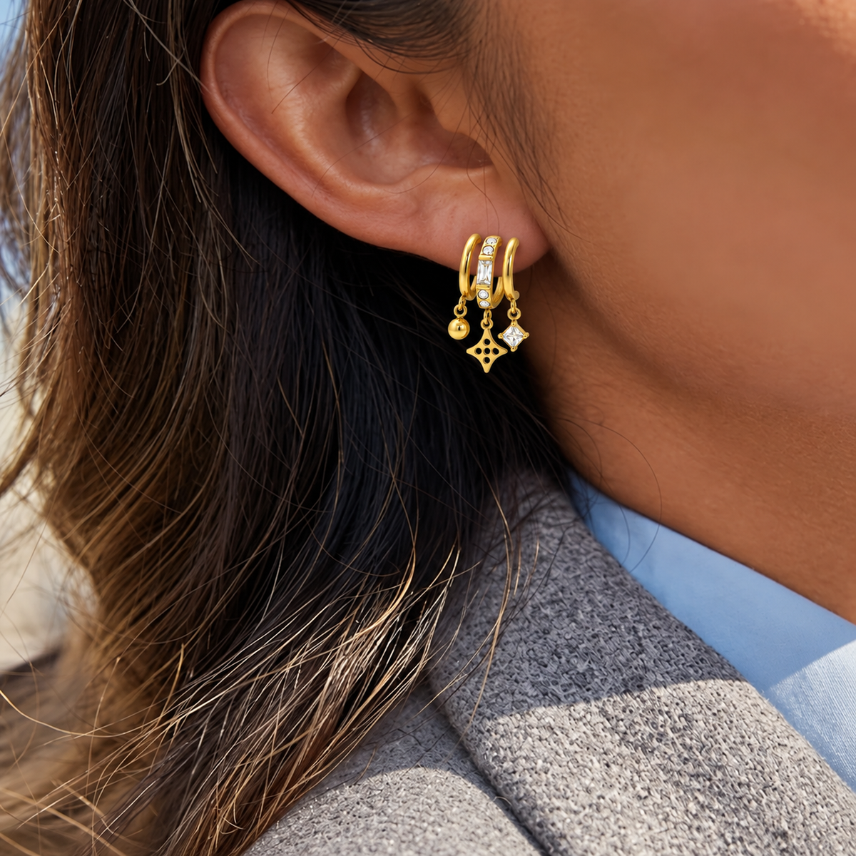 Charm Trio Hoop Earrings
