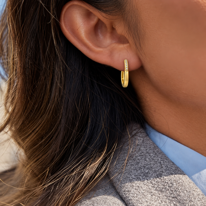 Pavé Taper Huggie Hoops
