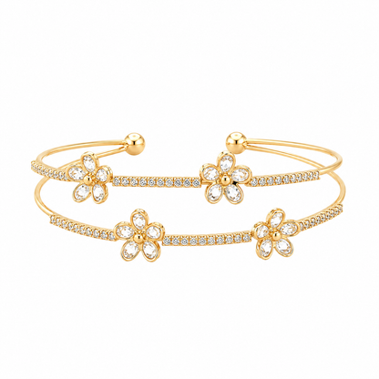 Double Row Gold Daisy Bracelet