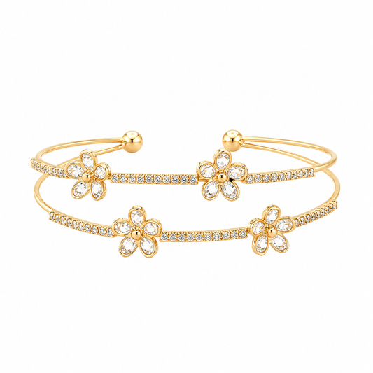 Double Row Gold Daisy Bracelet