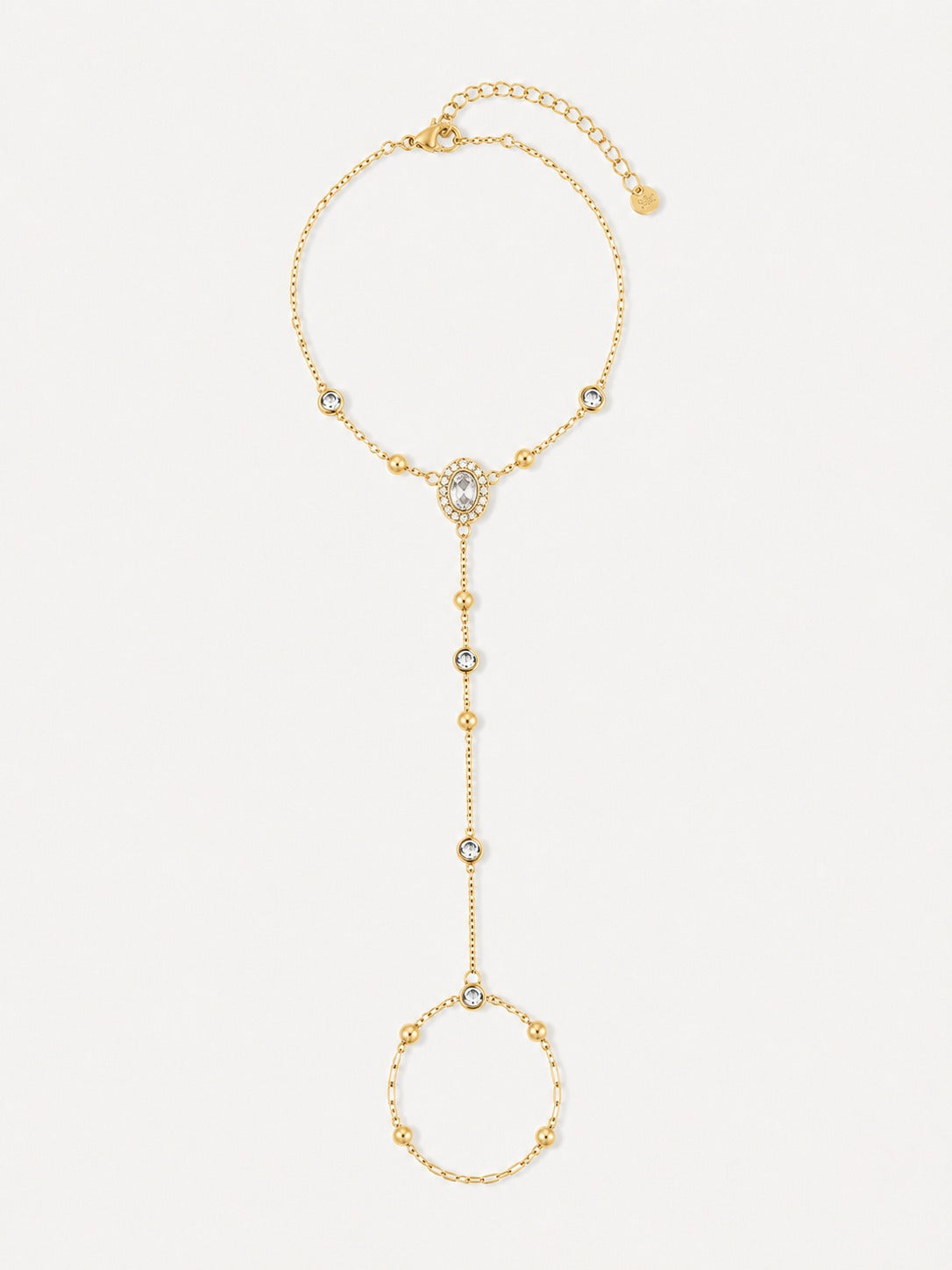 Dainty Oval Halo Hand Chain Bracelet