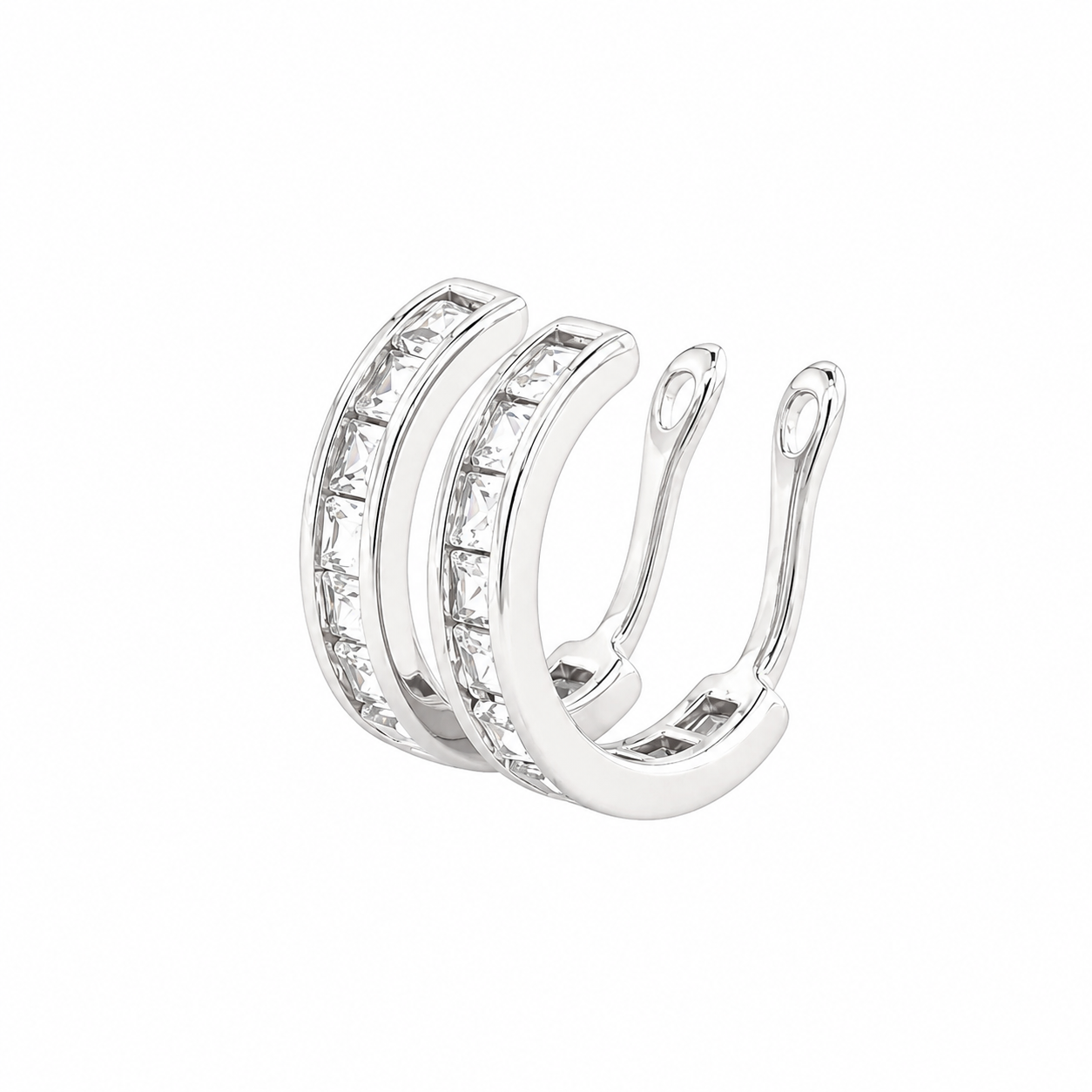 Princess Cut CZ White Gold Ear Cuff